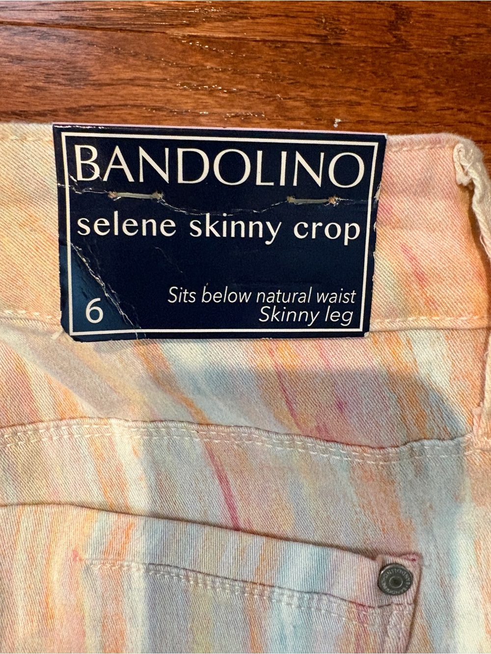 Bandolino Pastel Striped Ankle Jeans - Peach, Mint, Cream - Picture 4 of 4